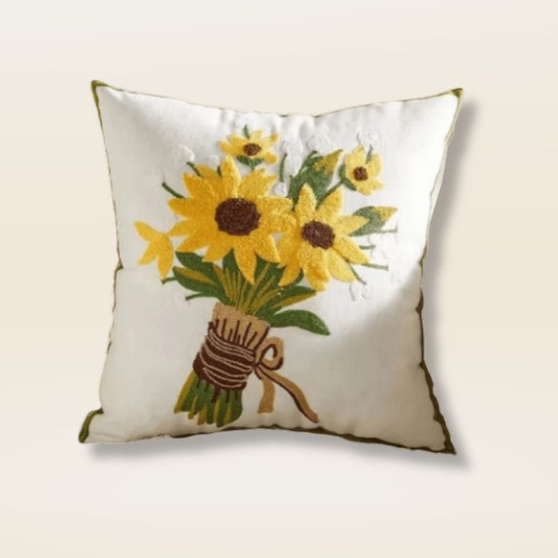 Coussin motif tournesol | Dreamy Sloth® Blanc / 45x45 cm