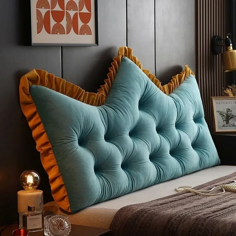 Grand coussin pour tete de lit | Dreamy Sloth® Cyan / 90x50 cm