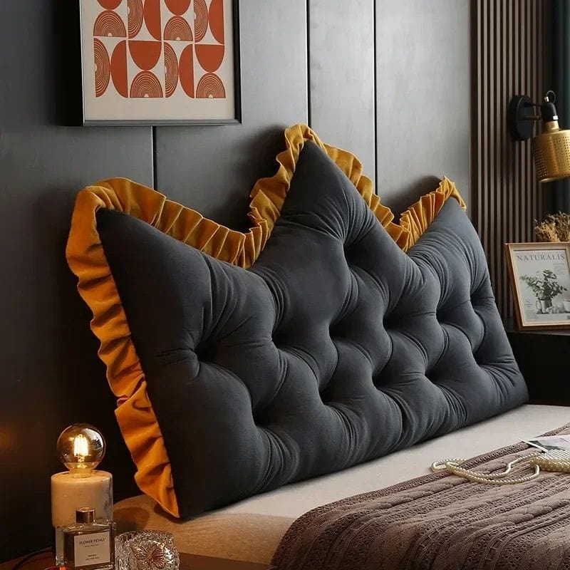 Grand coussin pour tete de lit | Dreamy Sloth® Noir / 90x50 cm