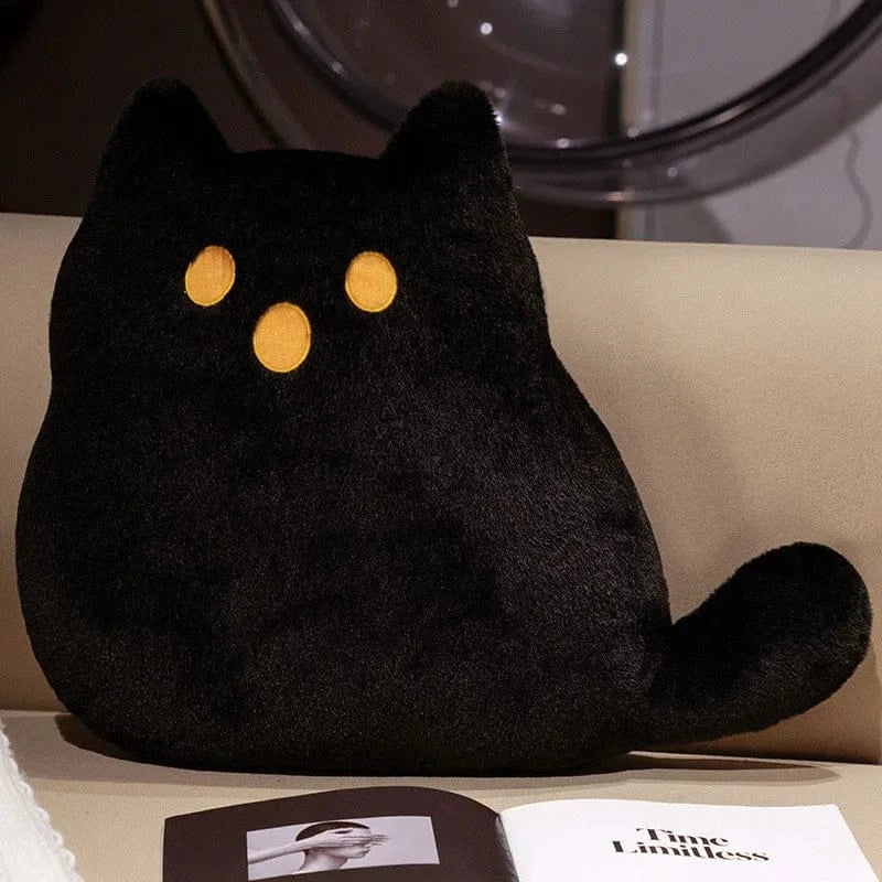 OK / Black White Ghost Cat Soft Plush Cushion Pillow Halloween Living Room Sofa Decorative Sitting Cushions Dolls Decoration Gifts Black Ghost Cat / 35cm 40cm