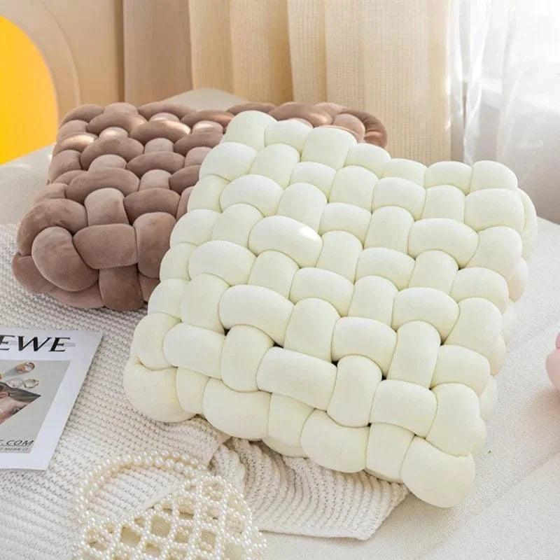 OK : Knotted Square Cushion Nordic Aesthetic Stuffed Pillow Office Chair Decorative Plush Pillow Sleeping Back Knot Hand-made Cushion
