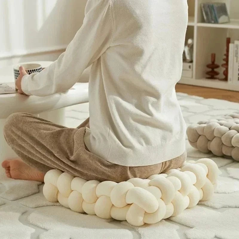 OK : Knotted Square Cushion Nordic Aesthetic Stuffed Pillow Office Chair Decorative Plush Pillow Sleeping Back Knot Hand-made Cushion