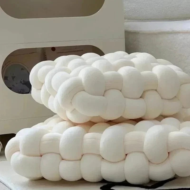 OK : Knotted Square Cushion Nordic Aesthetic Stuffed Pillow Office Chair Decorative Plush Pillow Sleeping Back Knot Hand-made Cushion