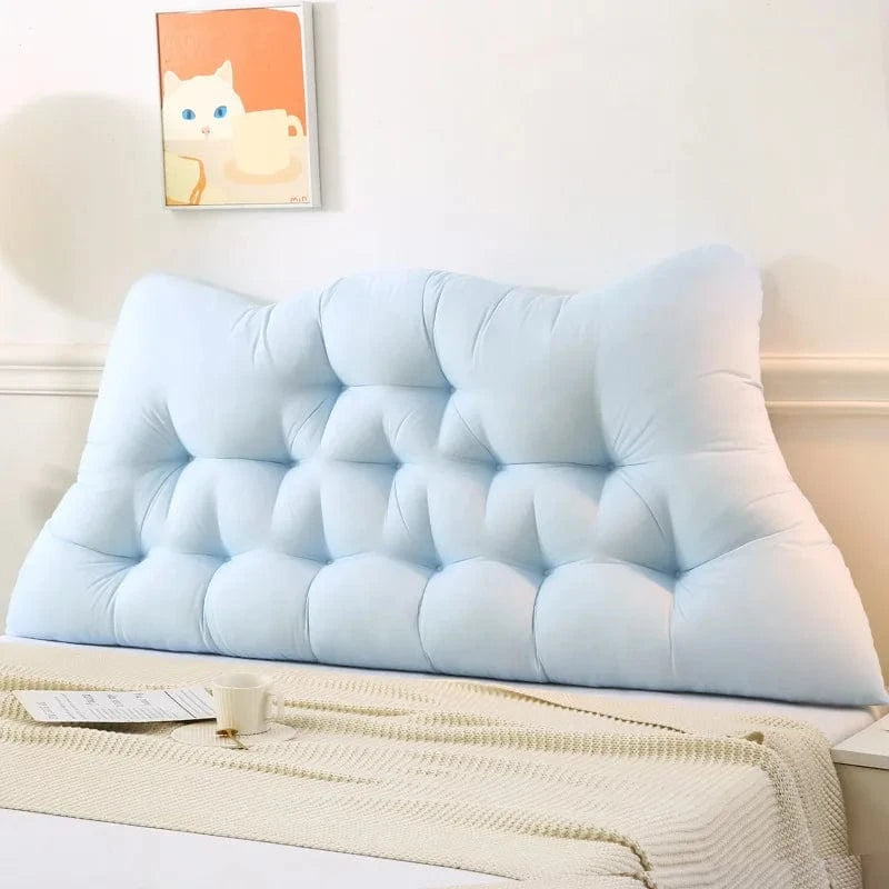 OK / Large Headboard Pillow  Soft Crown Shape Bed Reading Pillows Bed Back Pillow for Sitting in Bed with Removable Cover Long Pillow light blue / 120x50x15cm