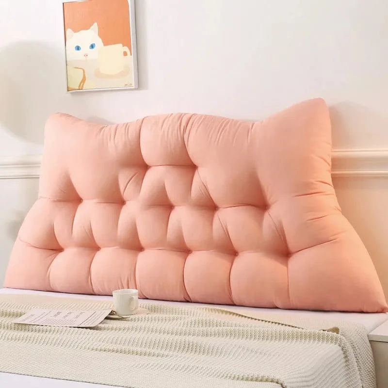 OK / Large Headboard Pillow  Soft Crown Shape Bed Reading Pillows Bed Back Pillow for Sitting in Bed with Removable Cover Long Pillow light pink / 180x65x15cm