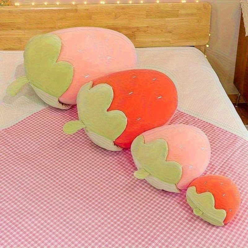 OK / Strawberry Shaped Throw Pillow, Fun Home Decor of Fruit Themed Shaped Cushions, Decorative Pillow for Couch Bed and Chair