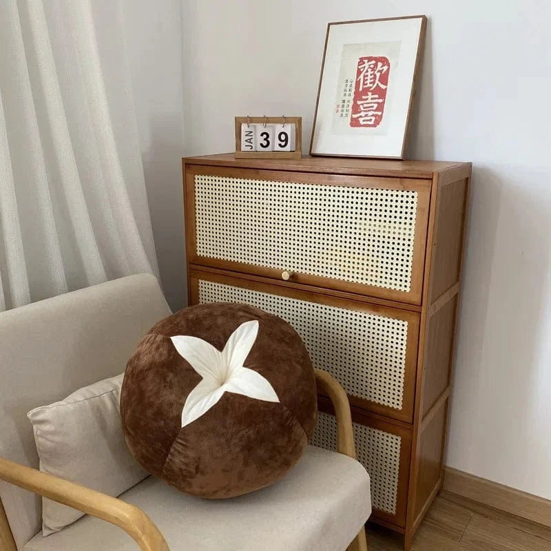 / OK / Thickened Cushion with Tomato-Shaped Pillow Vegetable Mushroom Persimmon Round Cushion Pad for Window Seat Pillows for Bedroom Marron / 45x45cm
