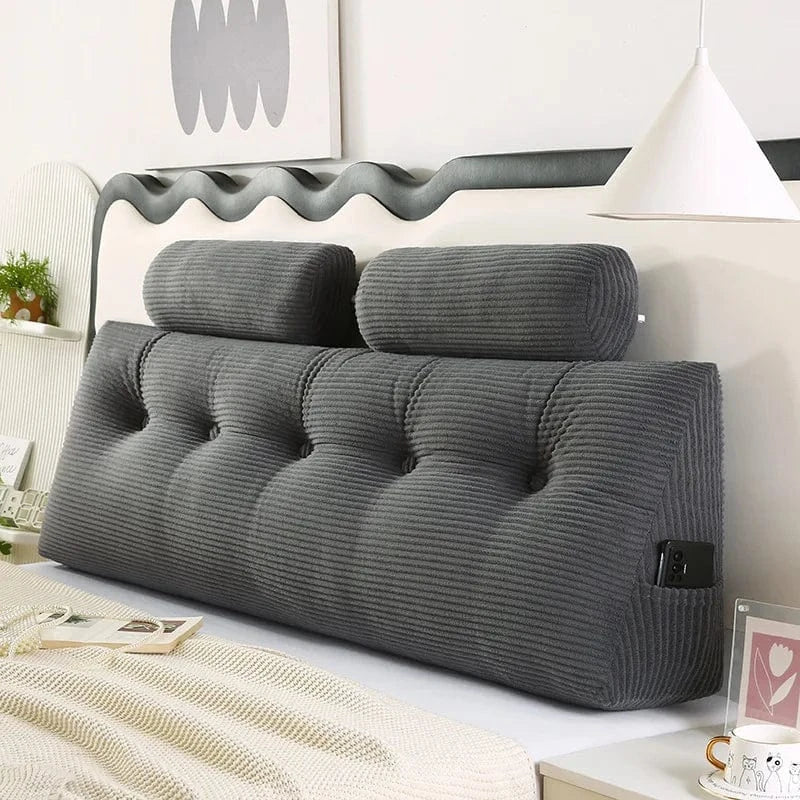 OK / Triangle Sofa Large Backrest Headboard Pillow Cute Pillow Cojines Decorativos Floor Cushion Headrest Cushion dark gray / 150X50x20cm  2pillow