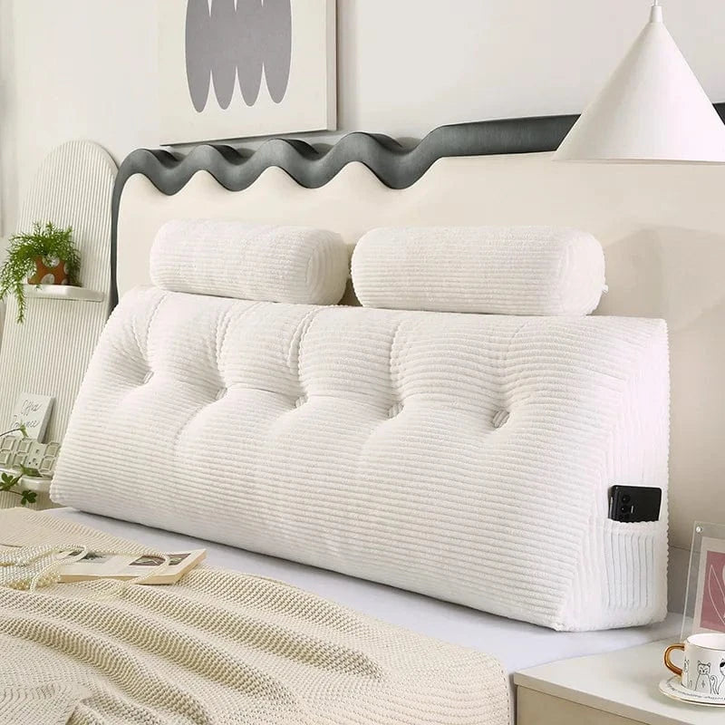 OK / Triangle Sofa Large Backrest Headboard Pillow Cute Pillow Cojines Decorativos Floor Cushion Headrest Cushion White / 120X50x20cm  2pillow