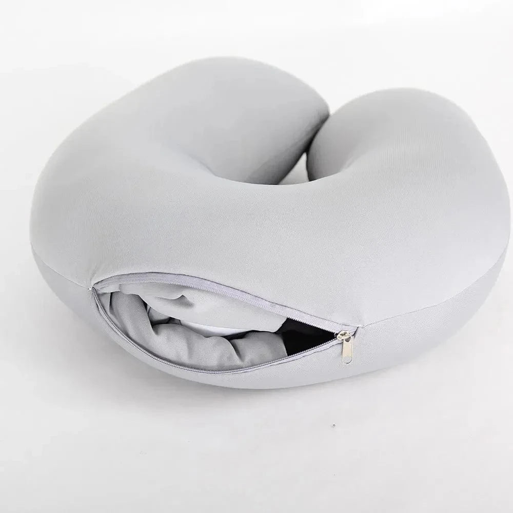 OK / U-shaped Pillow Foam Particles Deformation Pillow Office Nap Pillow Doll Neck Pillow 2 in 1 Dual-purpose Pillow black