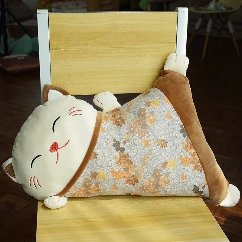 Peluche coussin chat japonais | DreamySloth® Marron / 50x35 cm