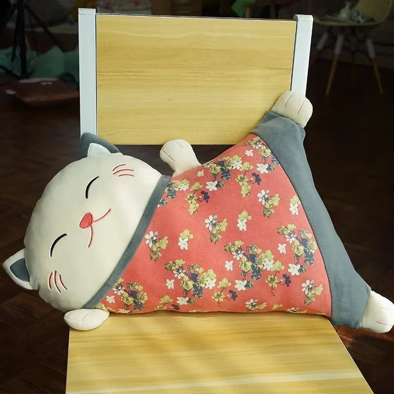 Peluche coussin chat japonais | DreamySloth® Rouge / 50x35 cm